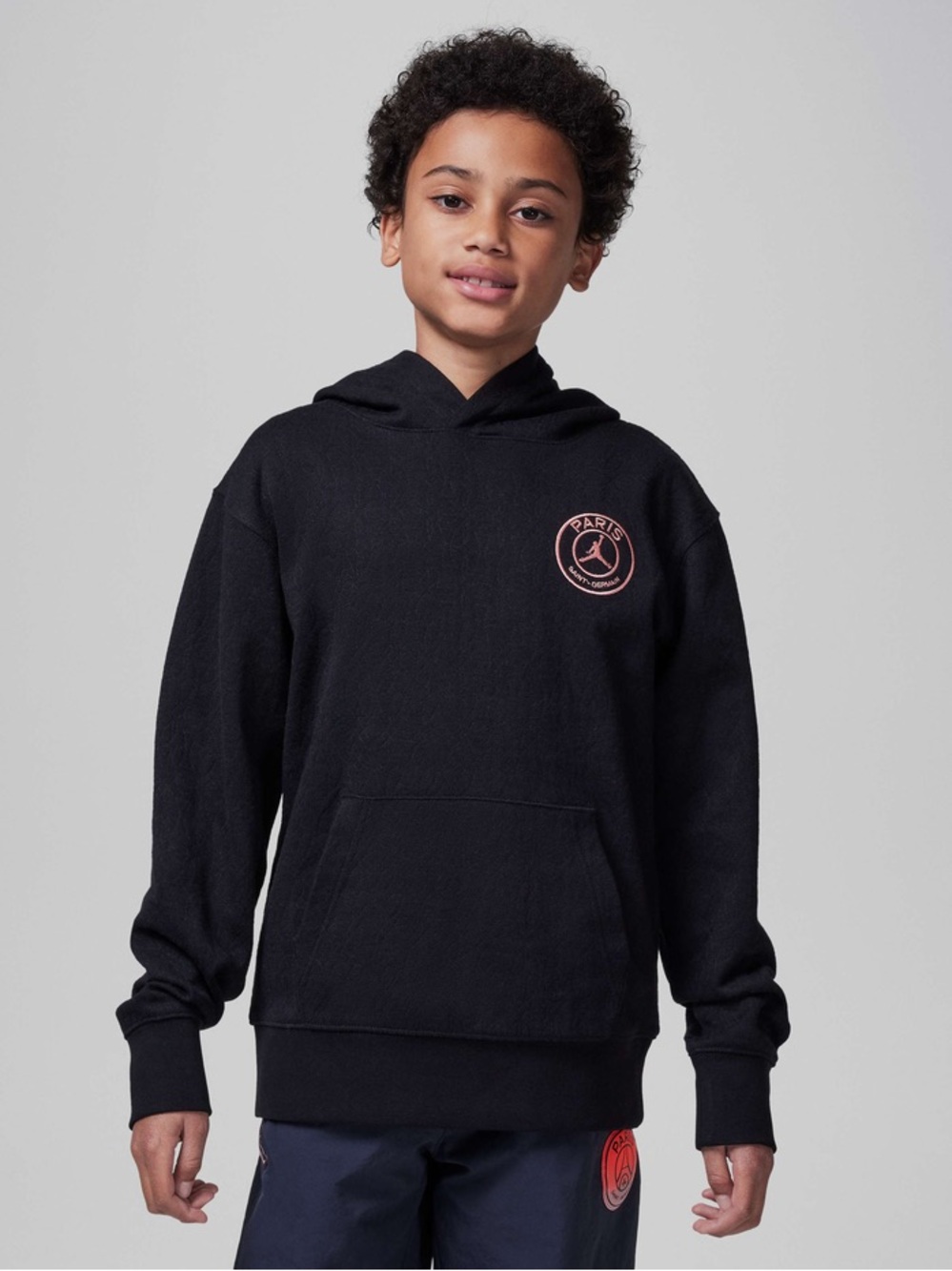 Jordan Paris Saint-Germain - Kids Black Pullover Hooded Sweater with Subtle Logo